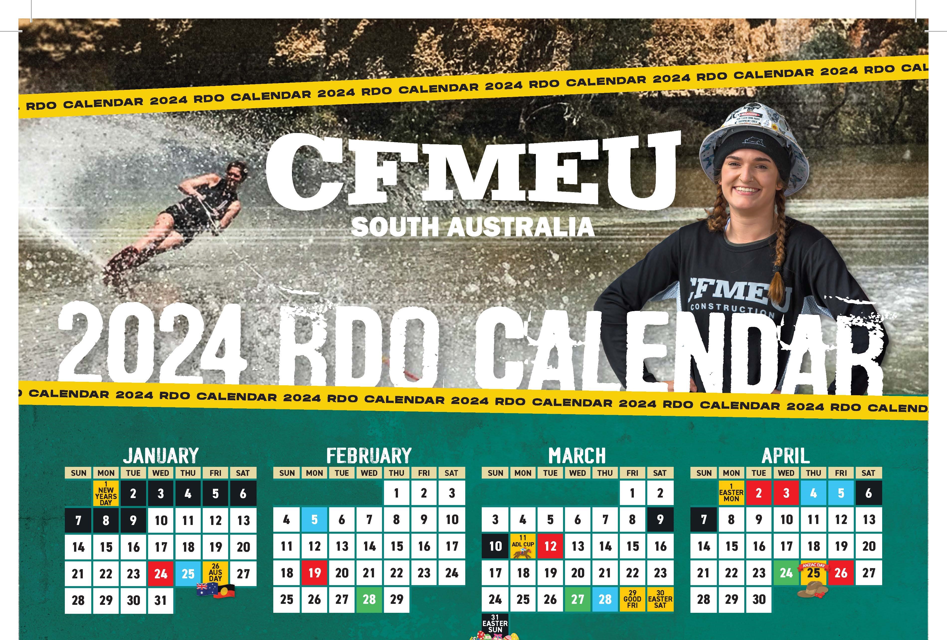 THE 2024 RDO CALENDAR IS OUT NOW!! CFMEU South Australia